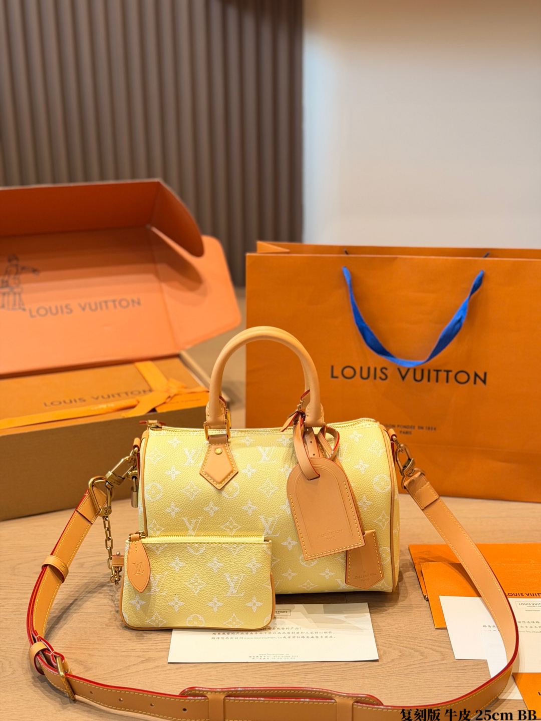 LV Speedy P34 Handbag Monogram Canvas Cowhide Leather